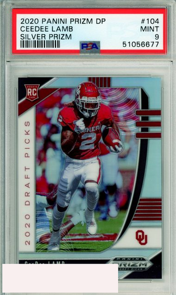 2020 PANINI PRIZM DRAFT PICKS SILVER PRIZM CEEDEE LAMB #104 ROOKIE PSA MINT 9
