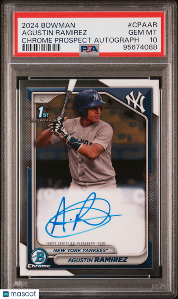 2024 Bowman Chrome Prospect Autographs Agustin Ramirez #CPAAR PSA 10