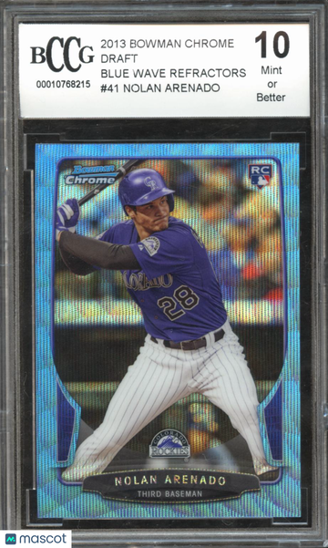 2013 Bowman Chrome Draft Blue Wave Refractors Nolan Arenado #41 BGS 10