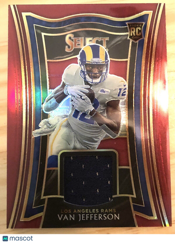 Van Jefferson 2020 Panini Select Rookie Swatches Red Prizm #RS-VJE RC LA Rams