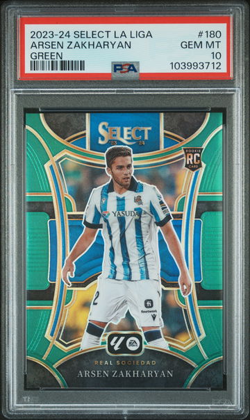 2023 Panini Select La Liga Green Arsen Zakharyan #180 /5 PSA 10