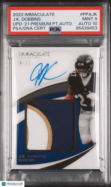 2022 Panini Playbook J.K. Dobbins #PPA-JK Patch Memorabilia PSA 9 Panini Authentic Auto 10