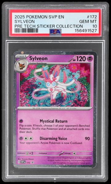 2025 Pokemon Scarlet And Violet Black Star Promo Sylveon Prismatic Evolutions Tech Sticker Collection PSA 10