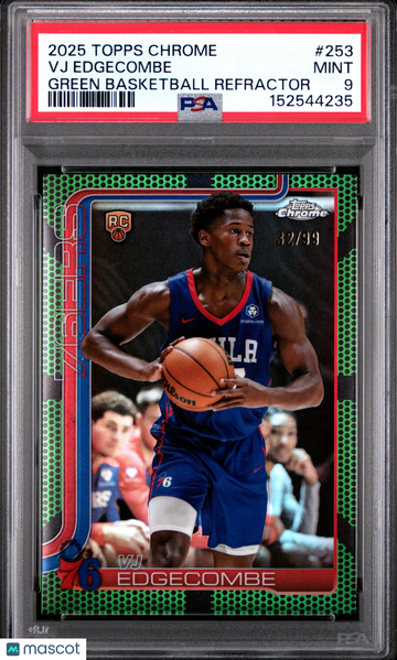 2025 Topps Chrome VJ Edgecombe #253 Green Basketball Refractor /99 Short Print Nicely Centered Mint Parallel/Variety Roo