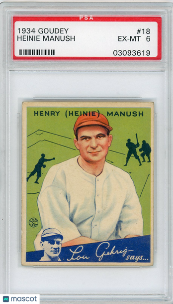 1934 Goudey Heinie Manush #18 PSA 6