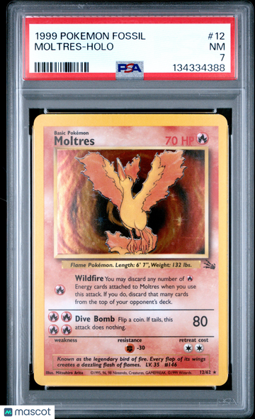 1999 Pokemon Fossil Moltres Holo PSA 7 #12