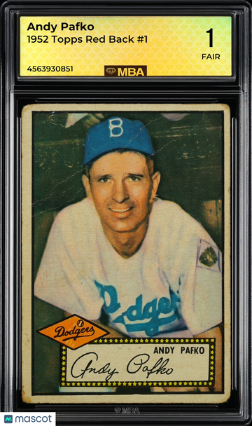 1952 Topps Andy Pafko #1 Red Back MBA 1