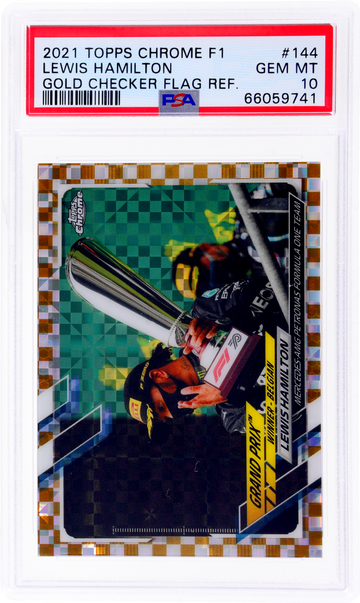 2021 Topps Chrome Formula 1 Gold Checker Flag Lewis Hamilton #144 /50 /18 PSA 10