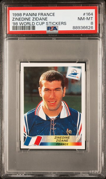 1998 Panini Fifa World Cup Stickers Zinedine Zidane #164 PSA 8