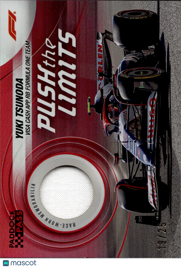 2024 Topps Paddock Pass Formula 1 Yuki Tsunoda #PLT-TSU /25 Race-Worn Memorabilia