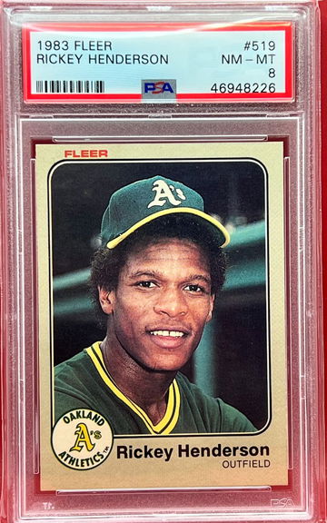 1983 Fleer RIckey Henderson #519  PSA 8