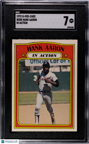 1972 O-Pee-Chee Hank Aaron #300 In Action SGC 7