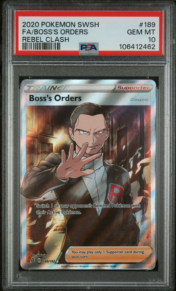 2020 Pokemon Sword and Shield Rebel Clash Boss's Orders #189 PSA 10