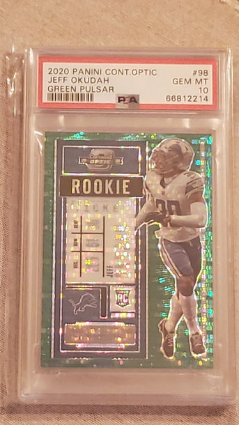 2020 Panini Contenders Optic Jeff Okudah Green Pulsar PSA 10  # 06/27
