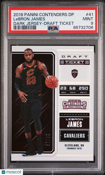 2018 Contenders Draft Picks #41 LeBron James - Dark Jersey (Variation) # /99 | PSA 9