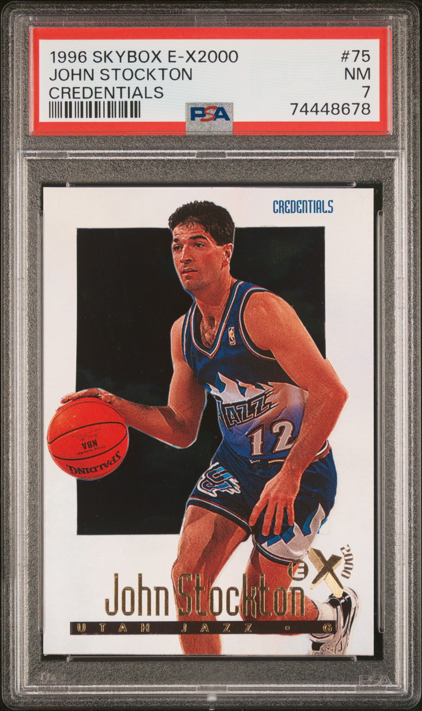 1996 Skybox E-X2000  John Stockton #75 Credentials /499 PSA 7