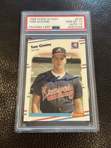 1988 Fleer  #539 Tom Glavine Braves RC Rookie HOF PSA 10 PSA/DNA 10 AUTO RARE