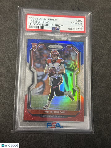 2020 Panini Prizm Joe Burrow #307 Red White Blue PSA 10