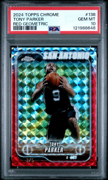 2024 Topps Chrome Red Geometric Tony Parker #138 /5 PSA 10