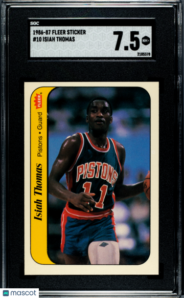 1986 Fleer Sticker Isiah Thomas #10 SGC 7.5