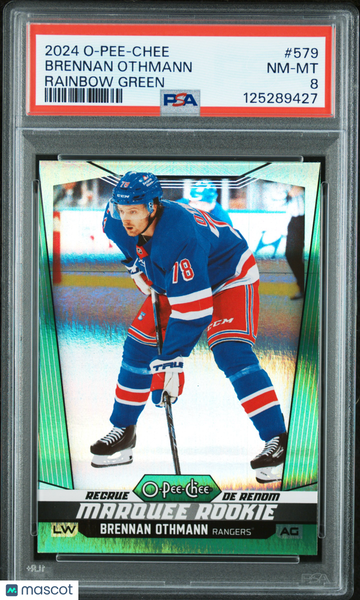 2024-25 Upper Deck O-Pee-Chee Brennan Othmann #579 Rainbow Green /33 Rookie PSA 8