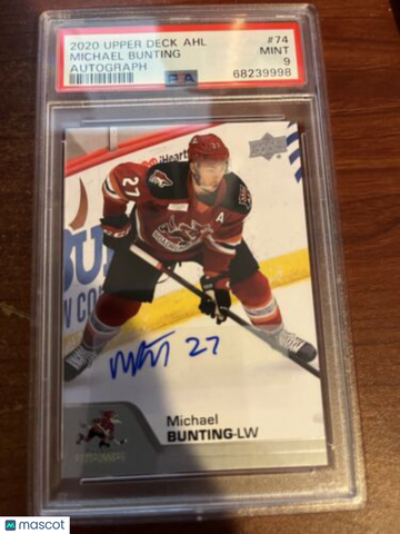 2020-21 Upper Deck AHL - [Base] - Autographs [Autographed] Michael Bunting #74 Rookie PSA 9