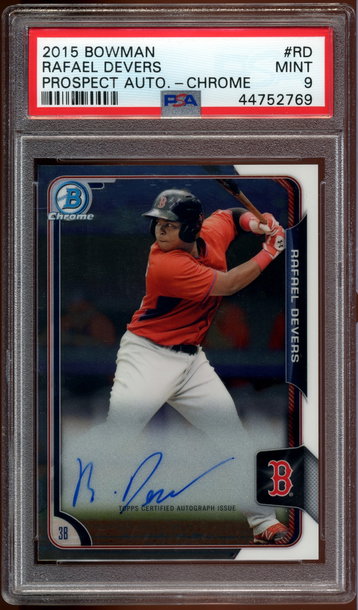 Rafael Devers 2015 Bowman Chrome Prospect Auto PSA 9