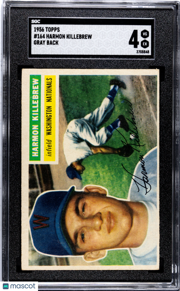 1956 Topps Harmon Killebrew #164 Gray Back SGC 4