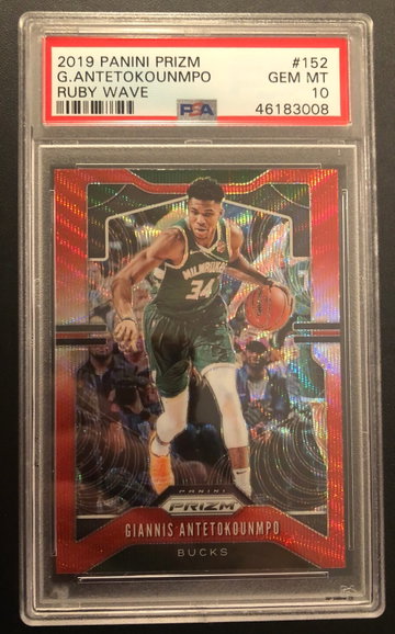 Giannis Antetokounmpo 2019 Prizm Ruby Wave PSA 10