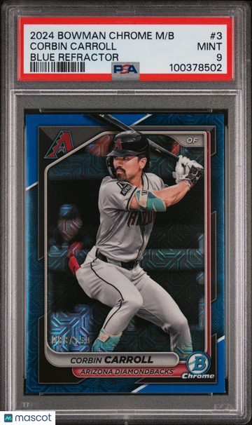 2024 Bowman Chrome Mega Box Corbin Carroll #3 Blue Refractor /150 PSA 9