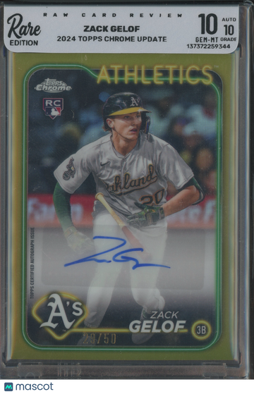 2023 Topps Chrome Update Zack Gelof #AC-ZG Gold /50 RC
