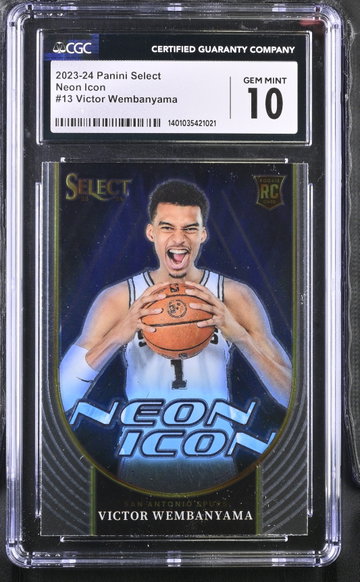 2023-24 PANINI VICTOR WEMBANYAMA SELECT NEON ICON #13 CGC 10 BK.A2.14R