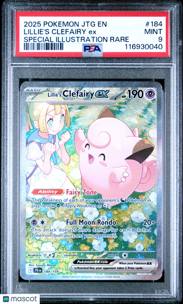 2025 Pokemon JTG EN-Journey Together Lillie's Clefairy EX Special Illustration Rare PSA 9 #184