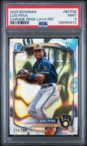 2025 Bowman Bowman Lava Refractor Luis Pena #BCP-38 /399 PSA 9