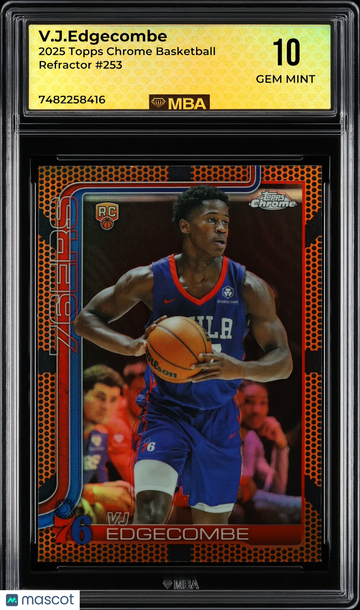 2025 Topps Chrome V.J. Edgecombe #253 Basketball Refractor MBA 10