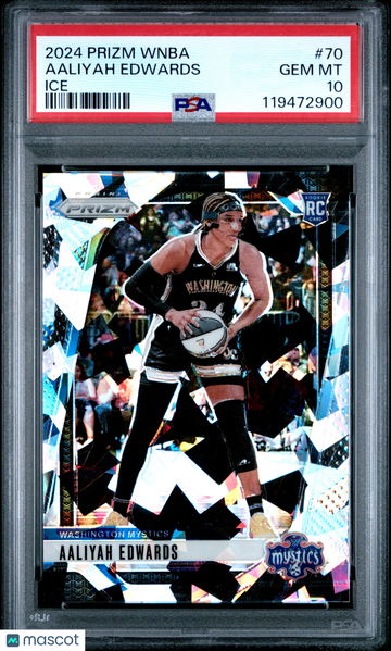 2024 Panini Prizm WNBA Aaliyah Edwards #70 Ice Short Print Nicely Centered Mint Parallel/Variety Rookie Insert Low Pop P