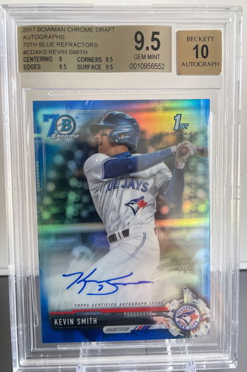 Kevin Smith 2017 Bowman Chrome Auto Blue 70th /70 BGS 9.5