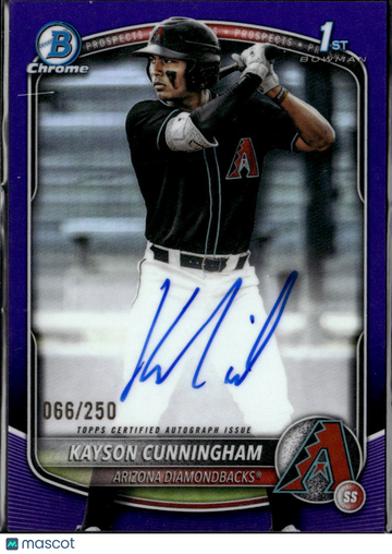 Kayson Cunningham 2025 Bowman Chrome 1st Bowman Auto Purple Refractor /250 Arizona Diamondbacks