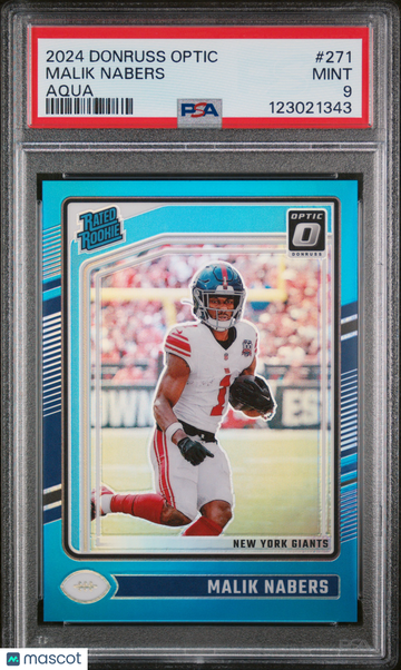 2024 Panini Donruss Optic Malik Nabers #271 Aqua PSA 9