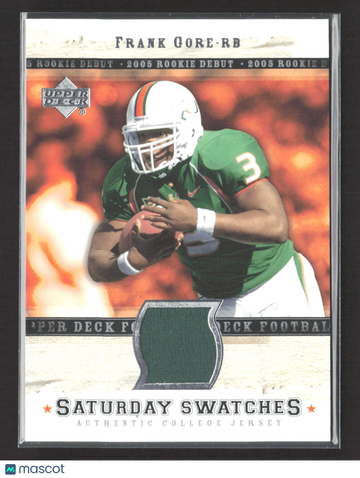 2005 Upper Deck Rookie Debut Saturday Swatches Frank Gore #SA-FR Authentic College Jersey Game-Used Jersey