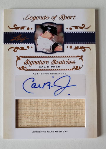 2012 LEAF LEGENDS OF SPORT Cal Ripken Signature Swatches Game Bat AUTO Autograph