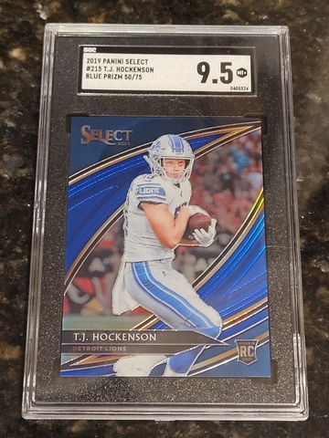2019 TJ Hockenson Select Field Level BLUE PRIZM #/75 (SGC 9.5)