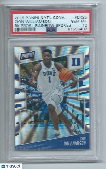 2019 Panini National Convention Basketball Prospects Zion Williamson #BK25 BK. Pros Rainbow Spokes PSA 10