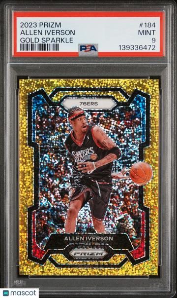 2023 Panini Prizm Allen Iverson #184 Gold Sparkle /24 PSA 9