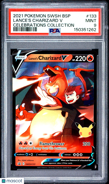 2021 Pokemon Swsh Black Star Promo Lance's Charizard V Celebrations Collection PSA 9 #133
