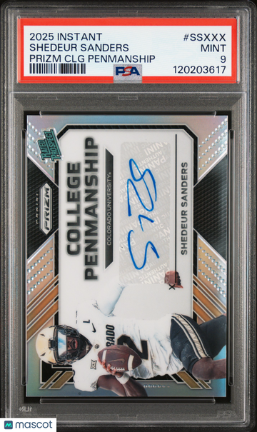 2025 Panini Instant Shedeur Sanders Prizm College Penmanship Shedeur Sanders #SSXXX Low Pop Rookie PSA 9 Panini Authenti