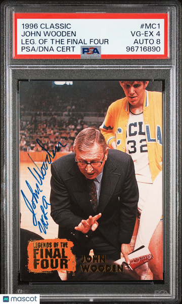 1996 Classic Legends Of The Final Four John Wooden #MC1 Leg. PSA 4 Auto 8
