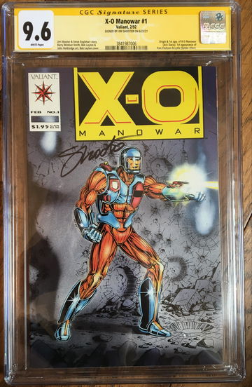X-O Manowar #1 (1992) CGC 9.6 -- White pages; Signed (SS) by Jim Shooter