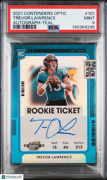 2021 Panini Contenders Optic Trevor Lawrence #101 Autograph Teal Rookie 14/50 Low Pop PSA 9