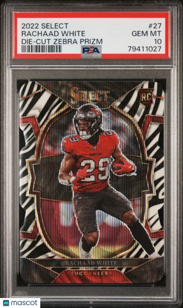 2022 Panini Select Rachaad White #27 Die Cut Zebra Prizm PSA 10
